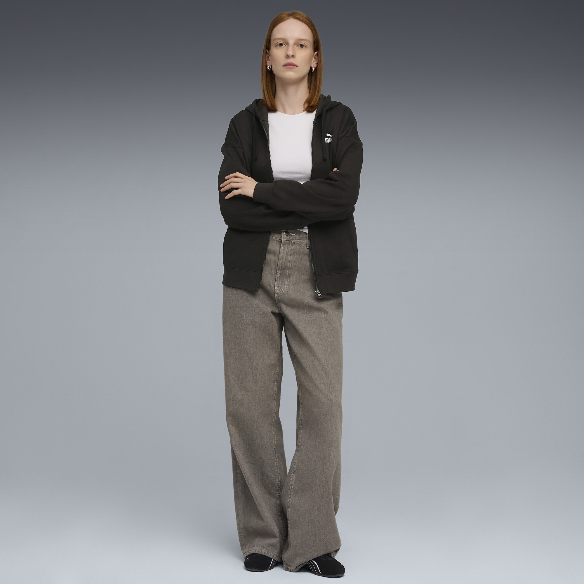 PUMA ESS Small No. 1 Logo Comfort hoodie met volledige ritssluiting voor Dames, Zwart, Maat M thumbnail 4