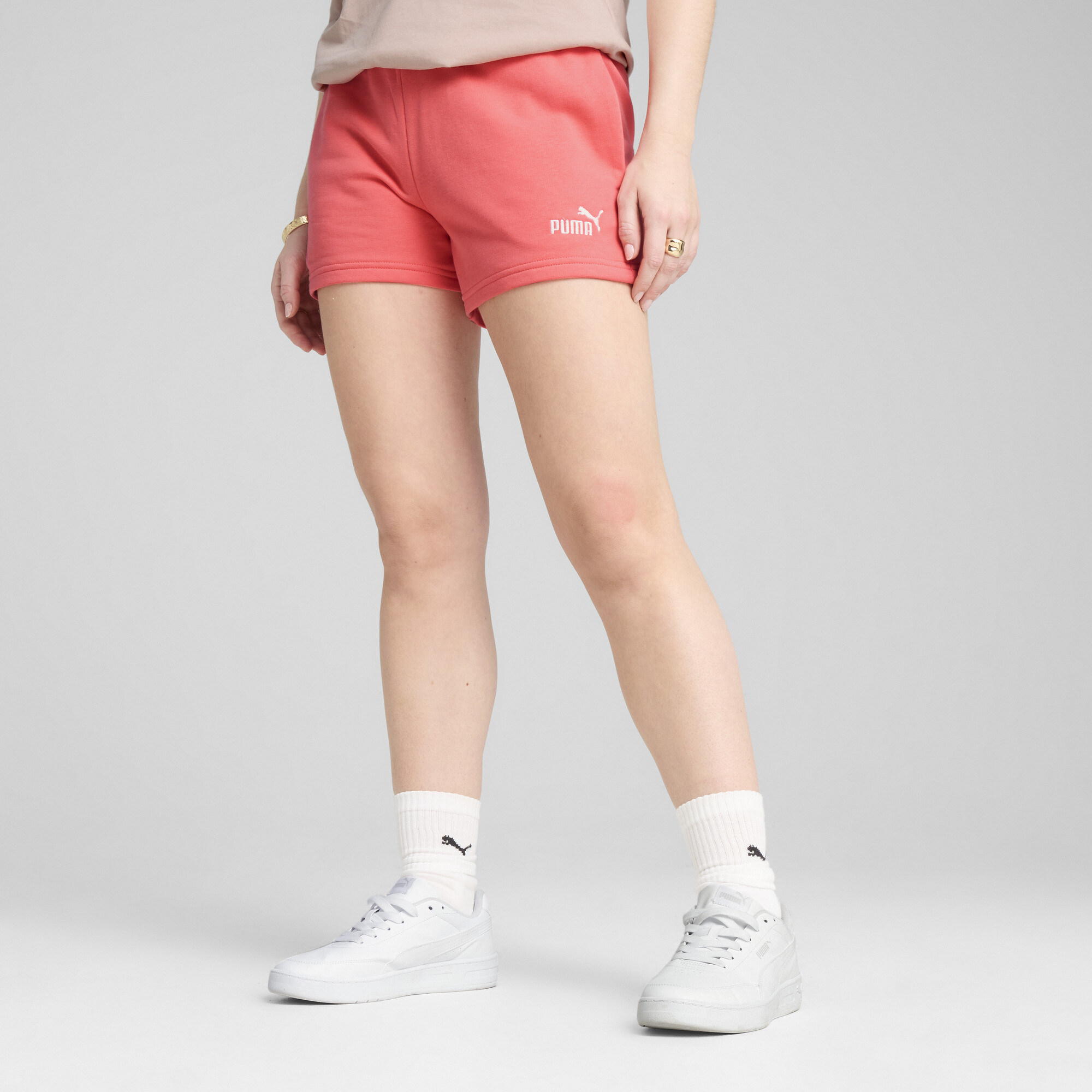 Puma ESS Small No. 1 Logo 4'' Shorts Damen | Mit Plain | Peach Frost | Größe: XS