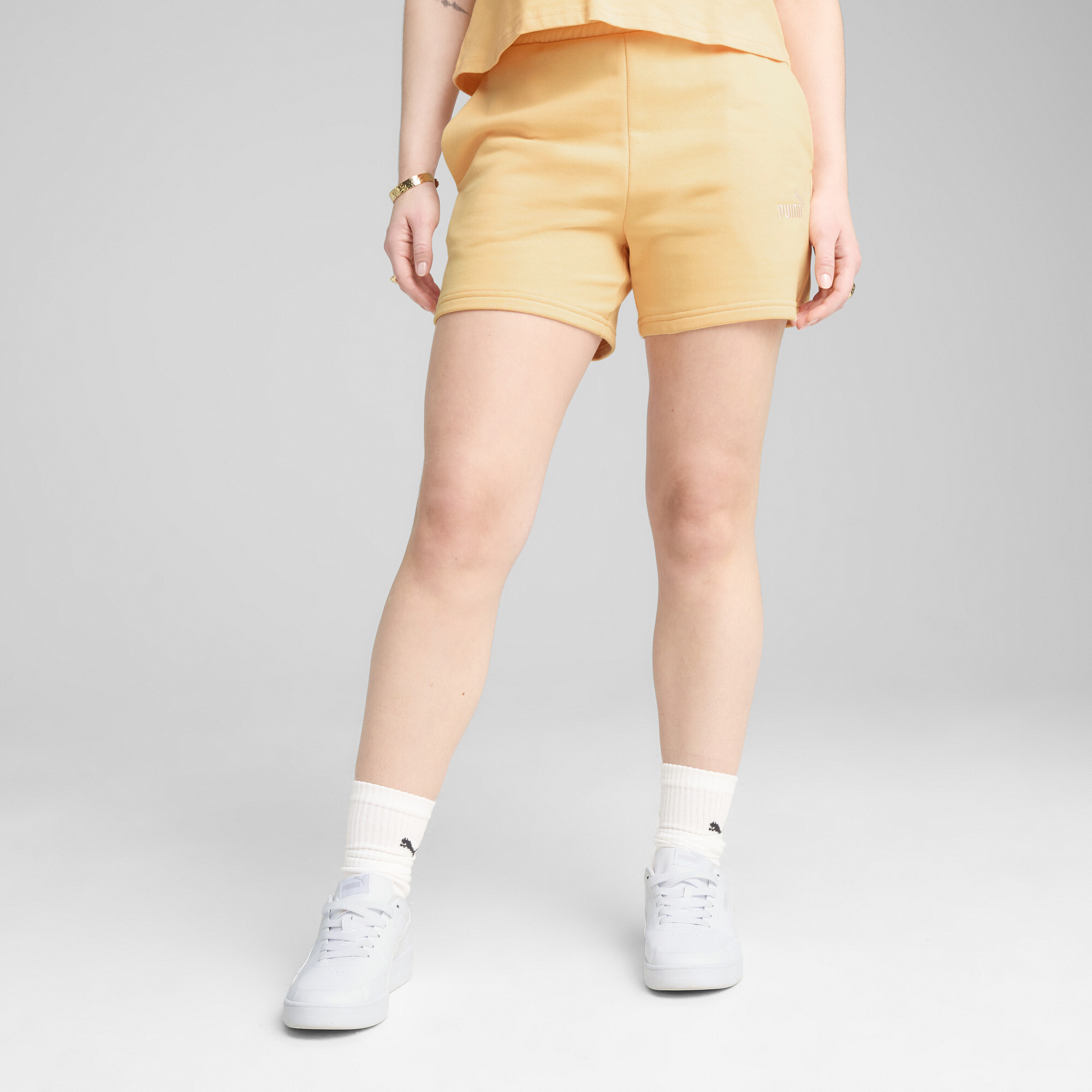 Puma ESS Small No. 1 Logo 5'' Hochgeschnittene Shorts Damen | Mit Plain | Almost Apricot | Größe: L