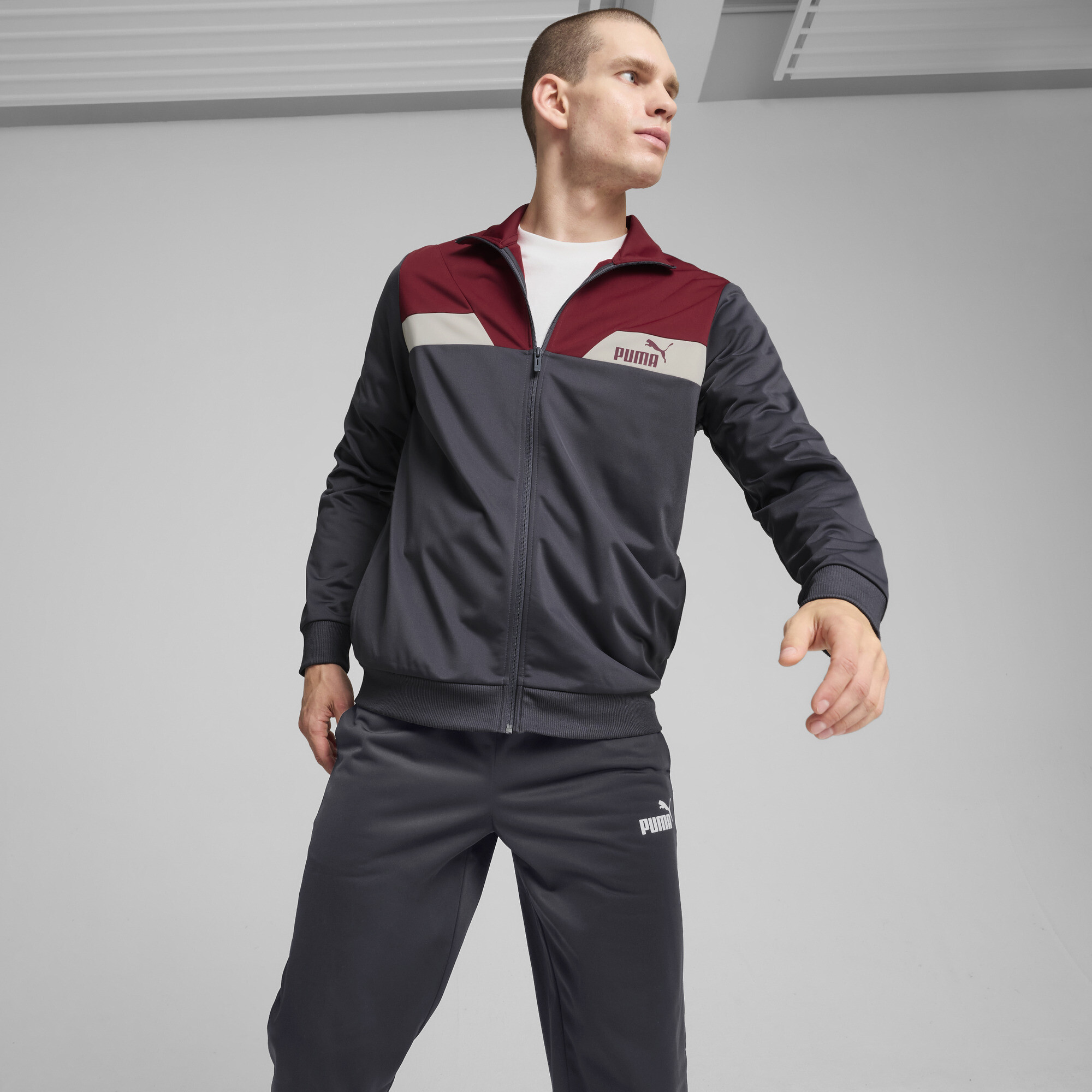 Men's Puma POWER Tracksuit, Gray, Size L, Clothing