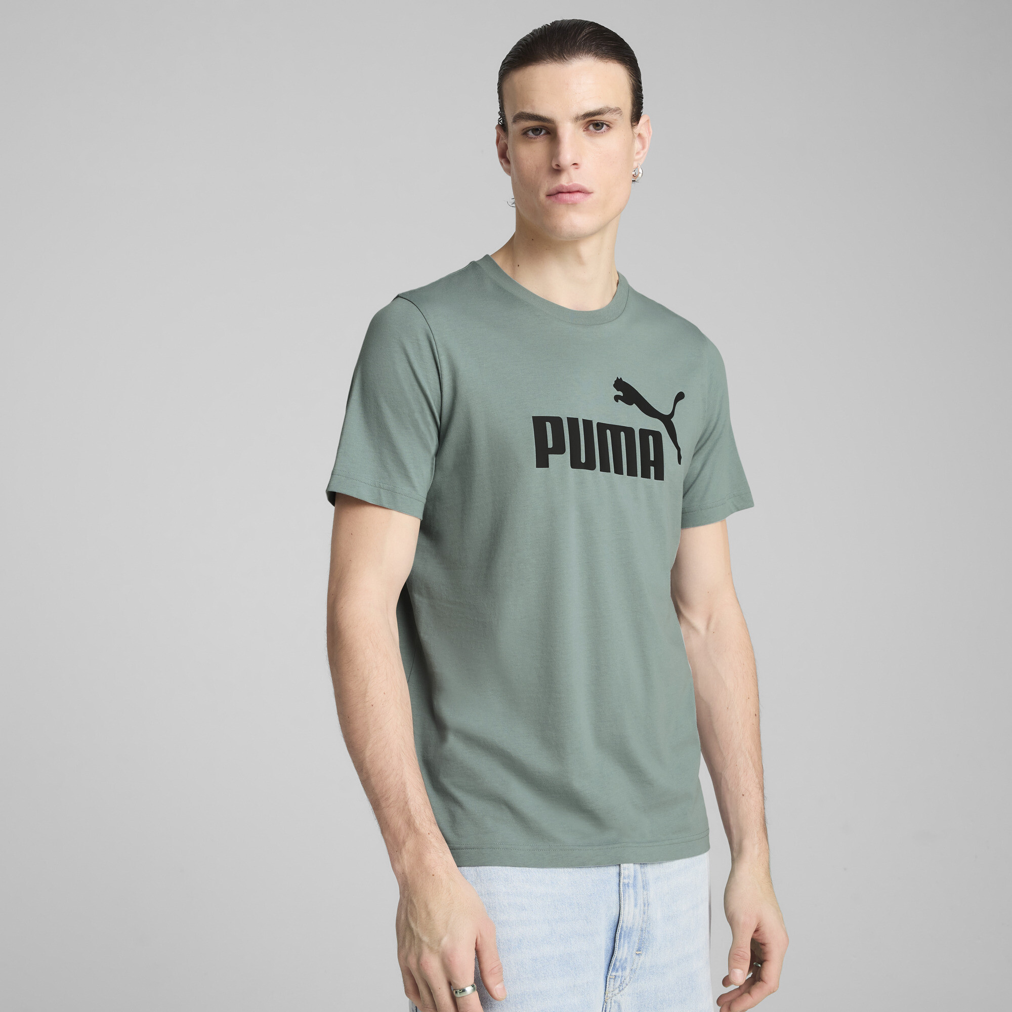 Puma ESS No. 1 Logo T-Shirt Herren | Mit Logo Print | Green Moon | Größe: XL