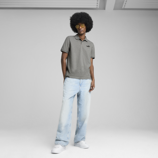 Essentials No. 1 Logo Pique Polo Men, Medium Gray Heather, large-MEX