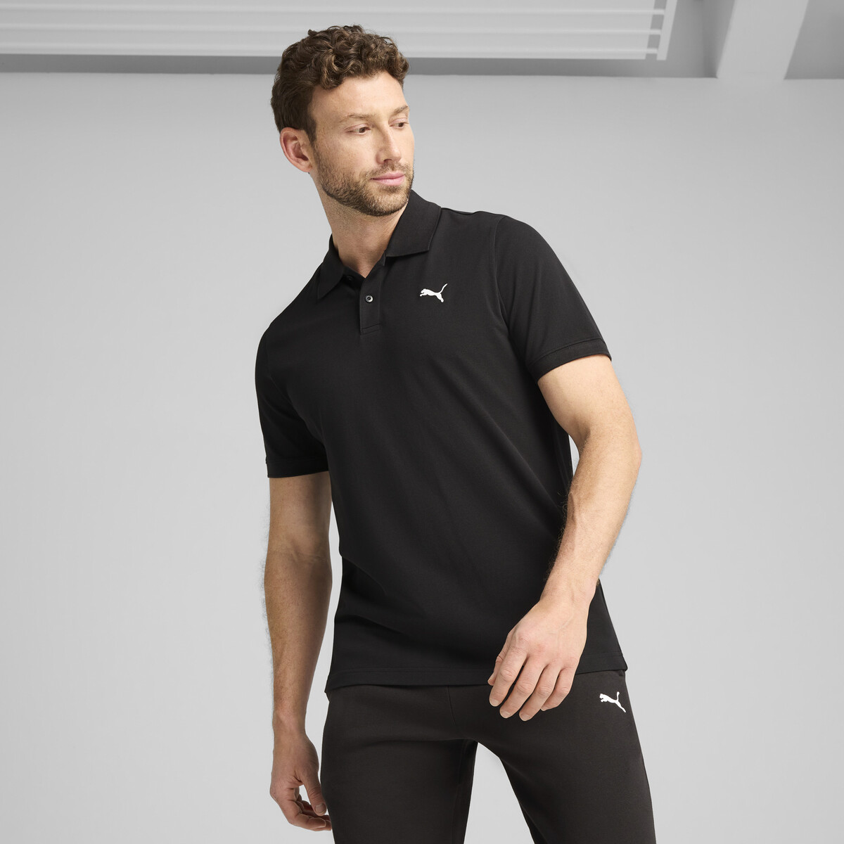 Essentials Pique Polo Men in Black by PUMA, XS