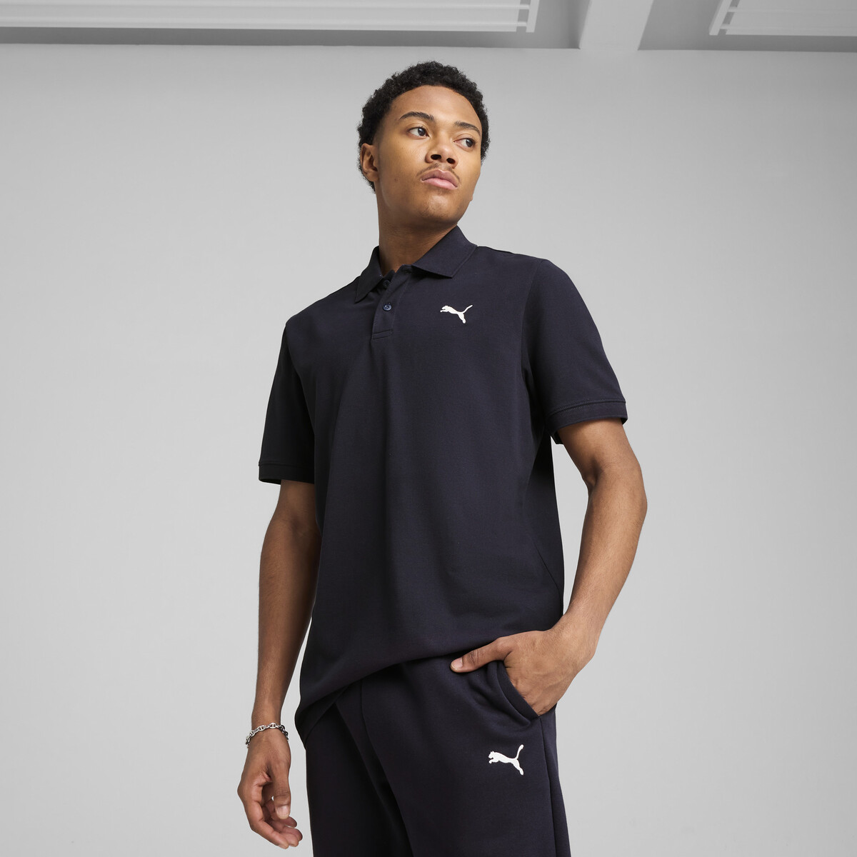 Essentials Pique Polo Men in New Navy by PUMA, Small