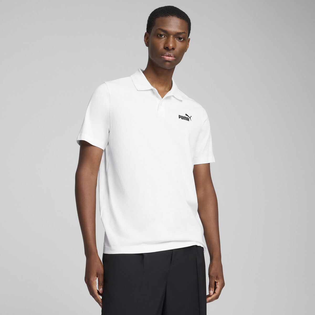 Essentials No. 1 Logo Jersey Polo Men in White by PUMA, XS