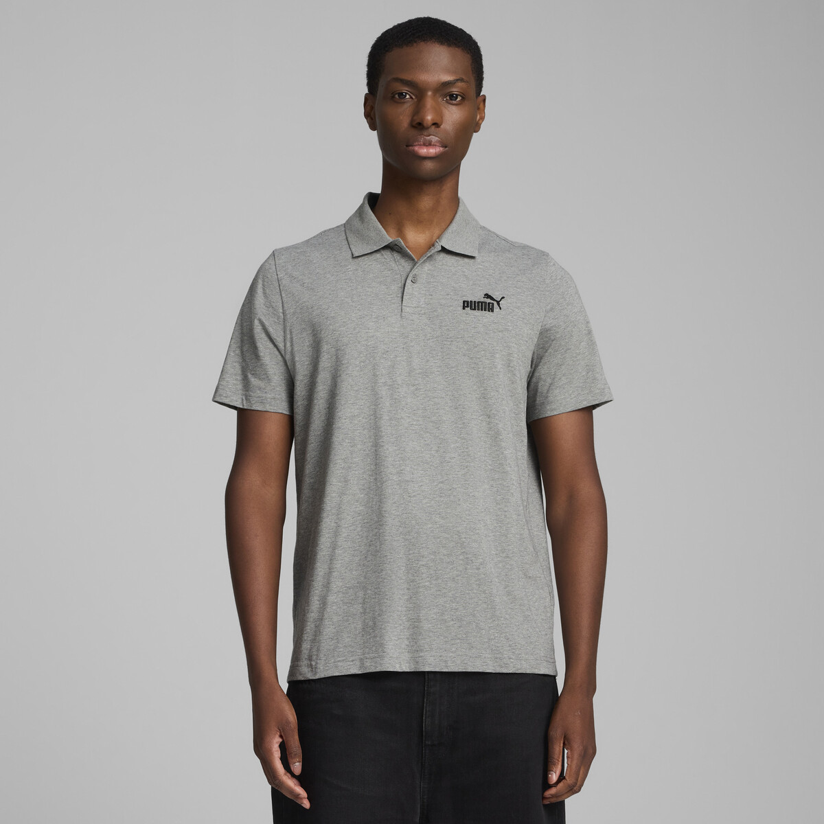 Essentials No. 1 Logo Jersey Polo Men in Medium Gray Heather by PUMA, XS