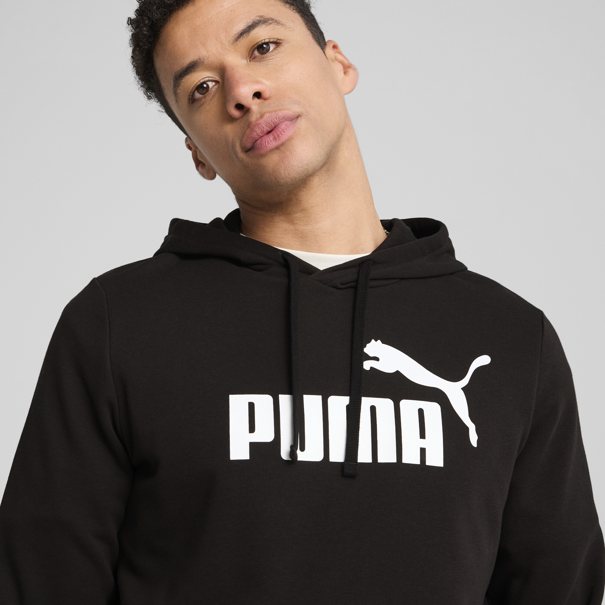 Men's PUMA Essentials No. 1 Logo Hoodie Youth In Black, Size Medium, Polyester