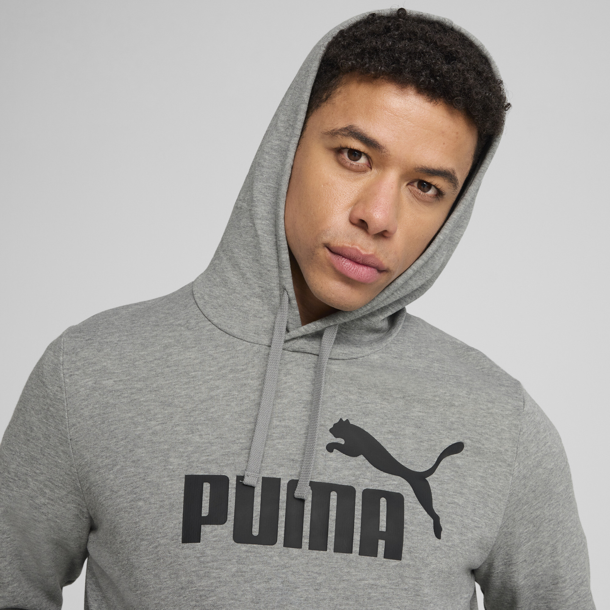 Men's PUMA Essentials No. 1 Logo Hoodie Youth In Heather, Size XS, Polyester