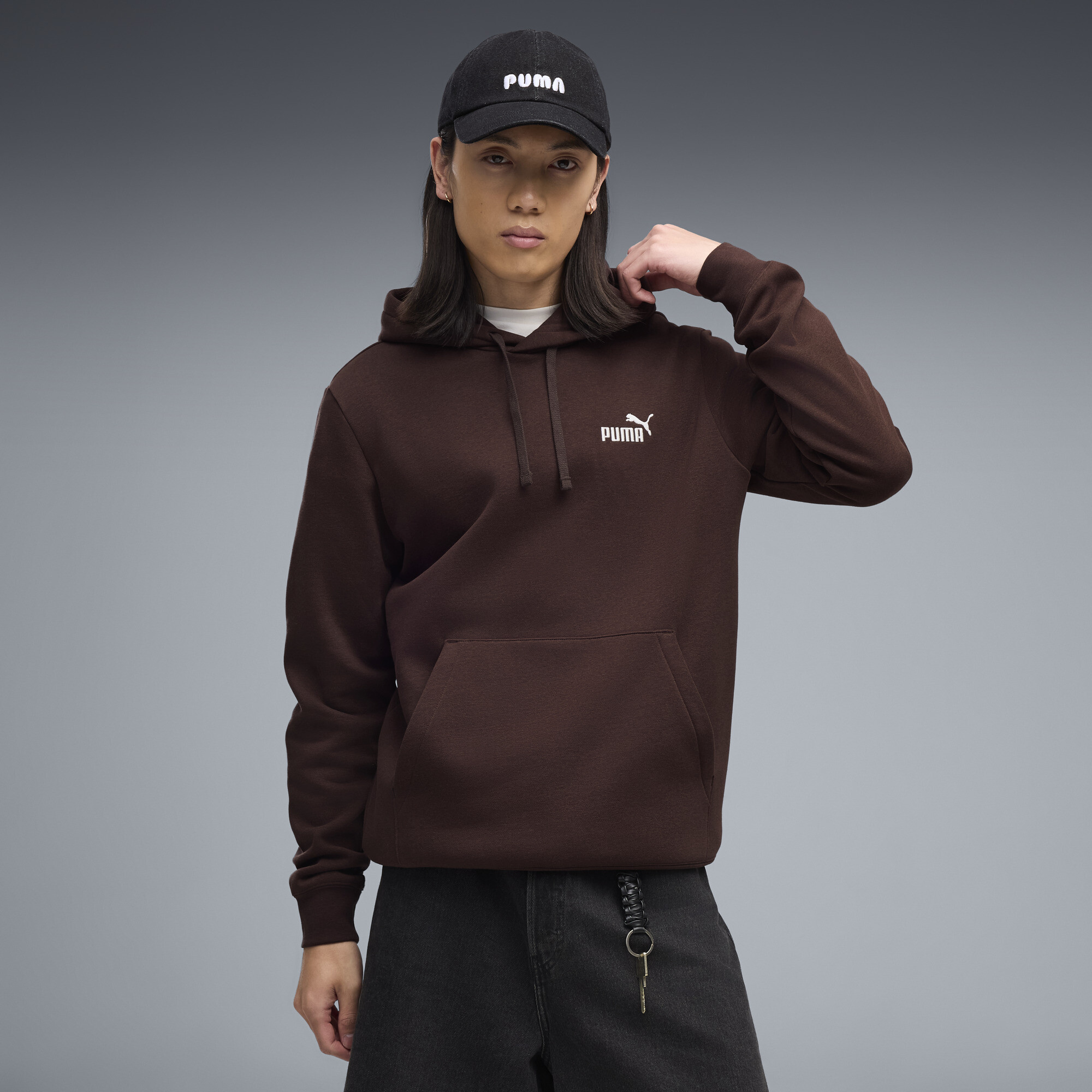 PUMA Męska bluza z kapturem Essentials z małym logo No. 1, Odzież, Brązowy, M