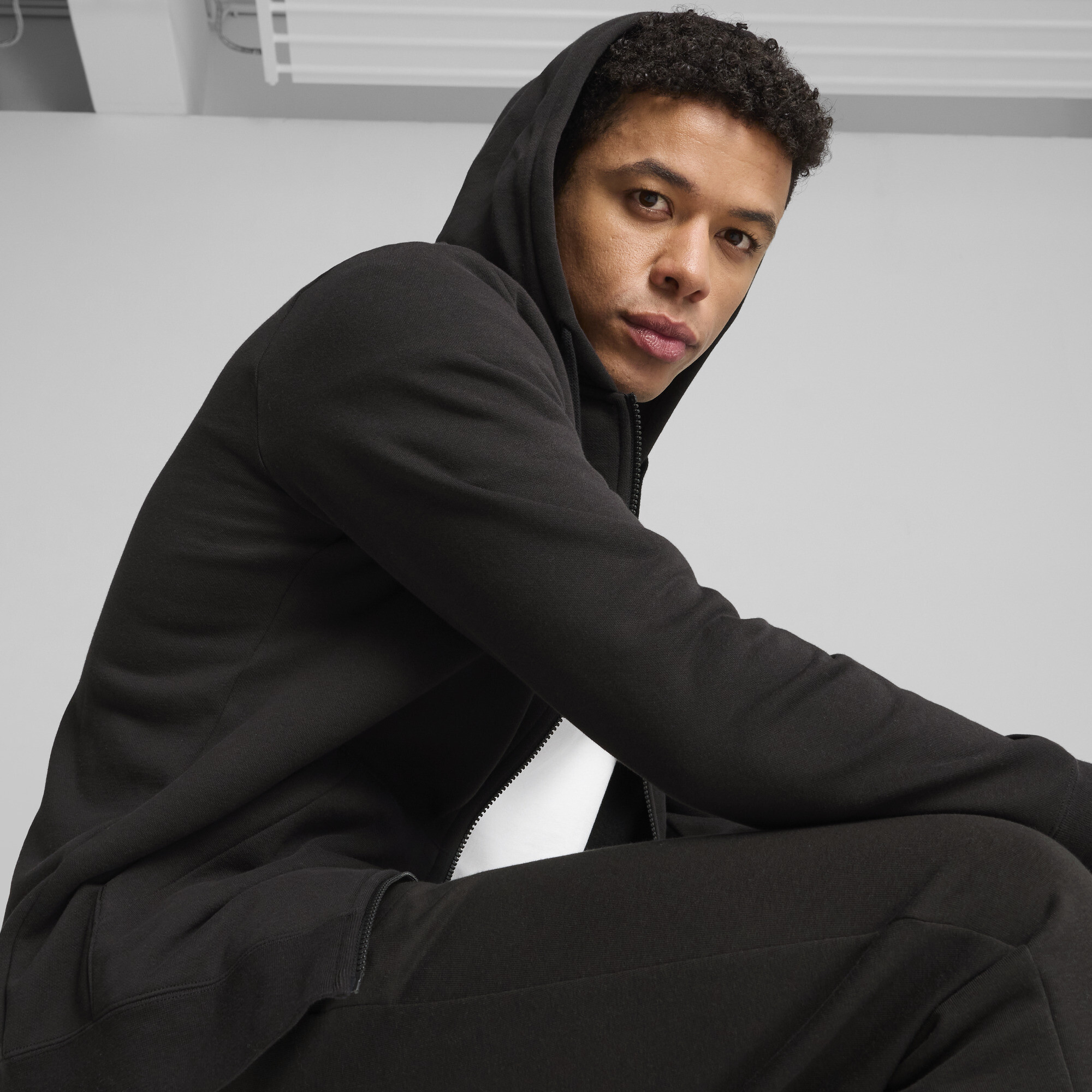 PUMA Essentials No. 1-logo hoodie met volledige rits voor Heren, Zwart, Maat XXL thumbnail 7