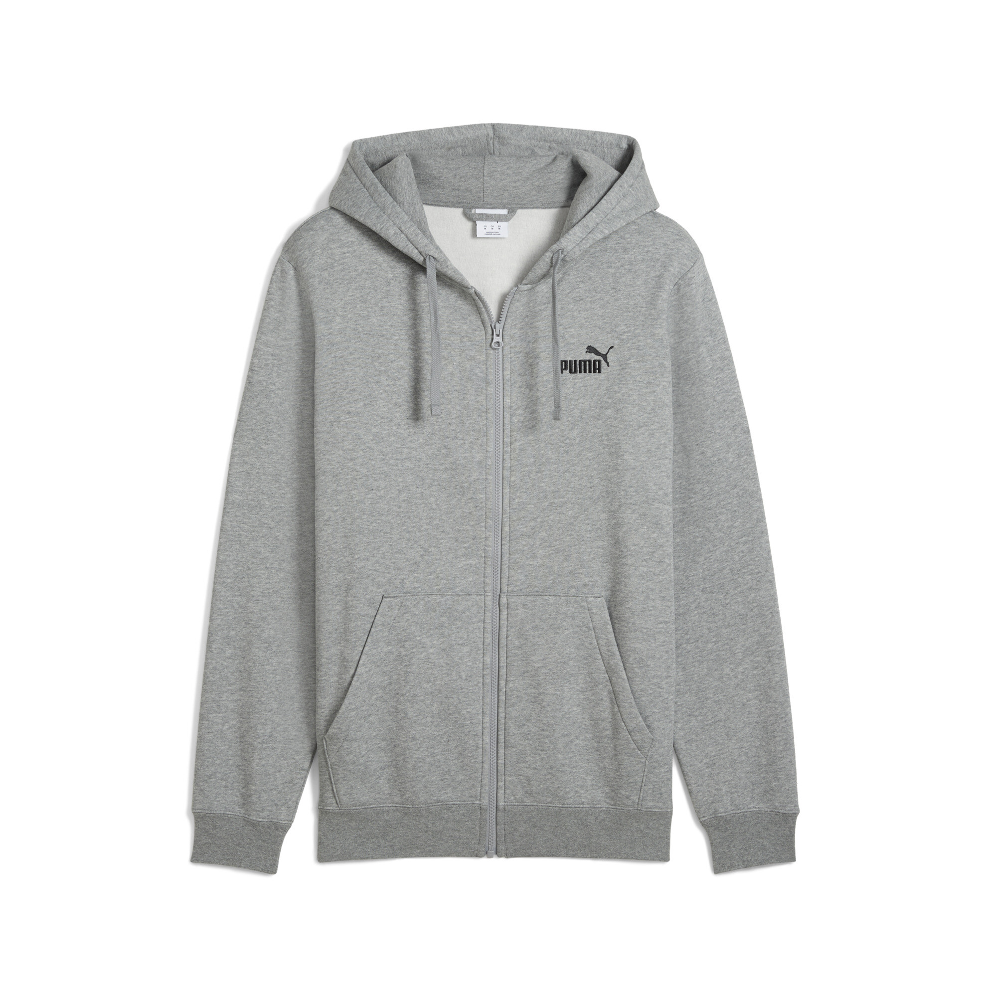 PUMA Essentials No. 1-logo hoodie met volledige rits voor Heren, Grijs, Maat XL thumbnail 3