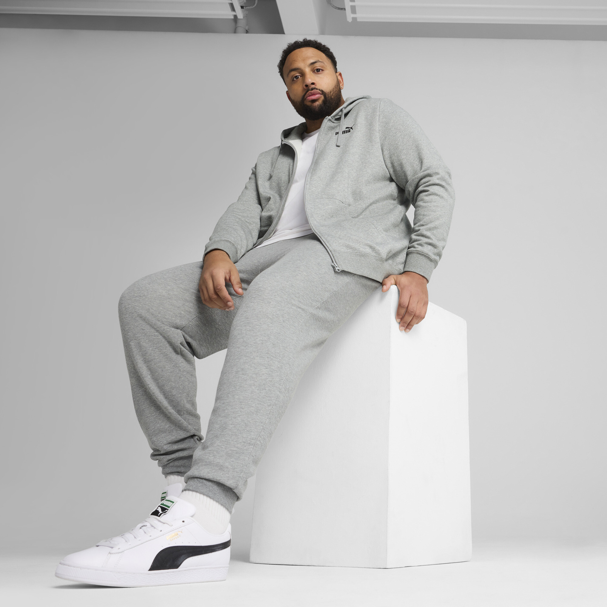 PUMA Essentials No. 1-logo hoodie met volledige rits voor Heren, Grijs, Maat XL thumbnail 6