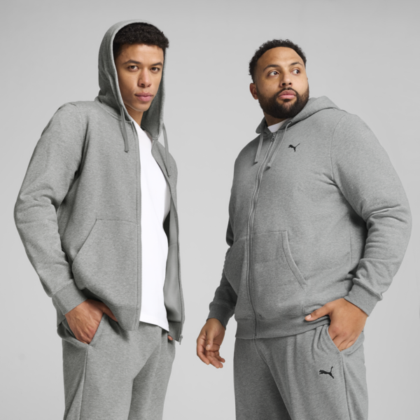 Essentials Full-Zip Hoodie Men, Medium Gray Heather, large-ZAF