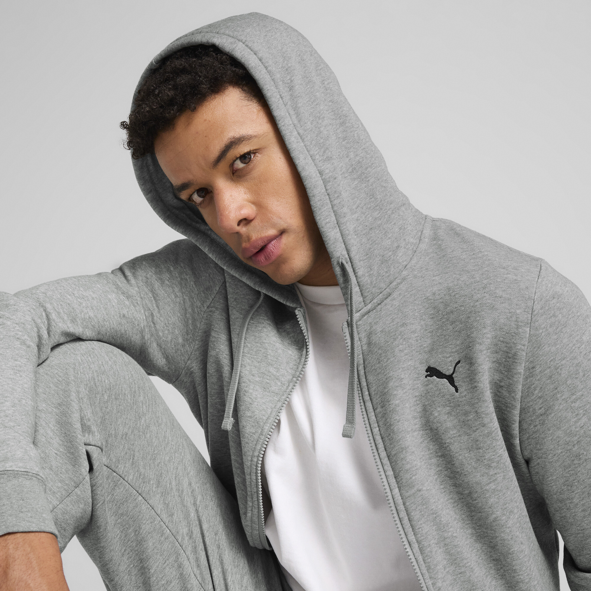 PUMA Essentials hoodie met volledige rits voor Heren, Grijs, Maat 3XL thumbnail 7