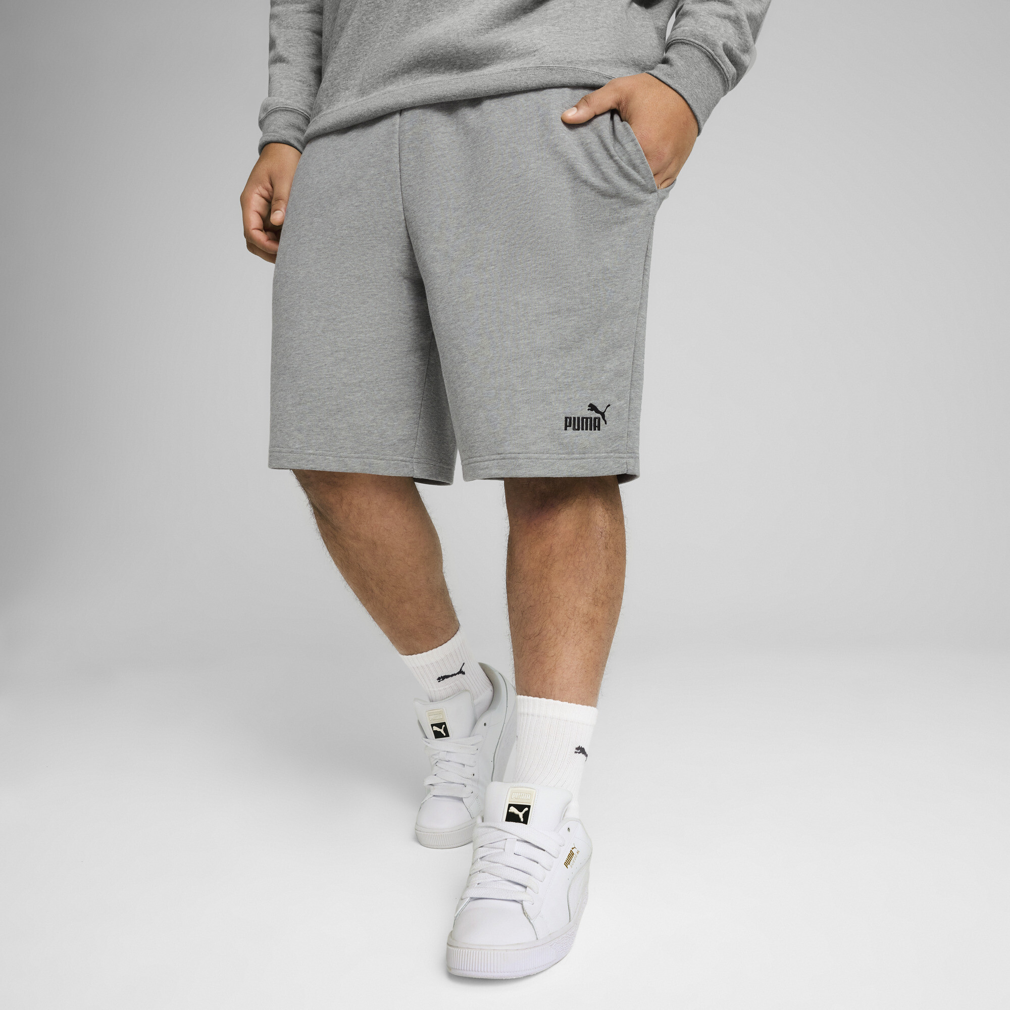 PUMA Essentials No. 1-logo short van 25,5 cm voor Heren, Grijs, Maat S thumbnail 6