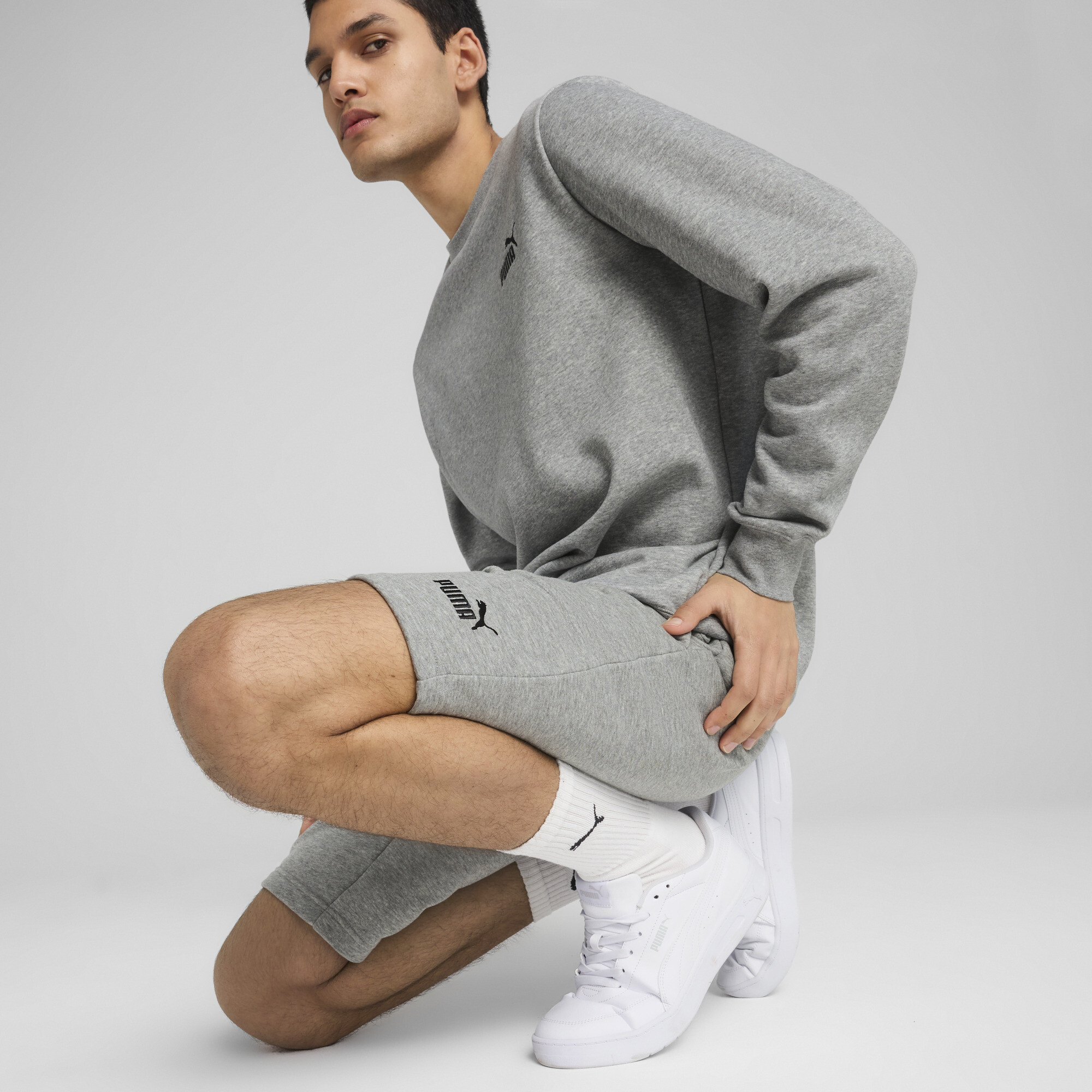 PUMA Essentials No. 1-logo short van 25,5 cm voor Heren, Grijs, Maat S thumbnail 4