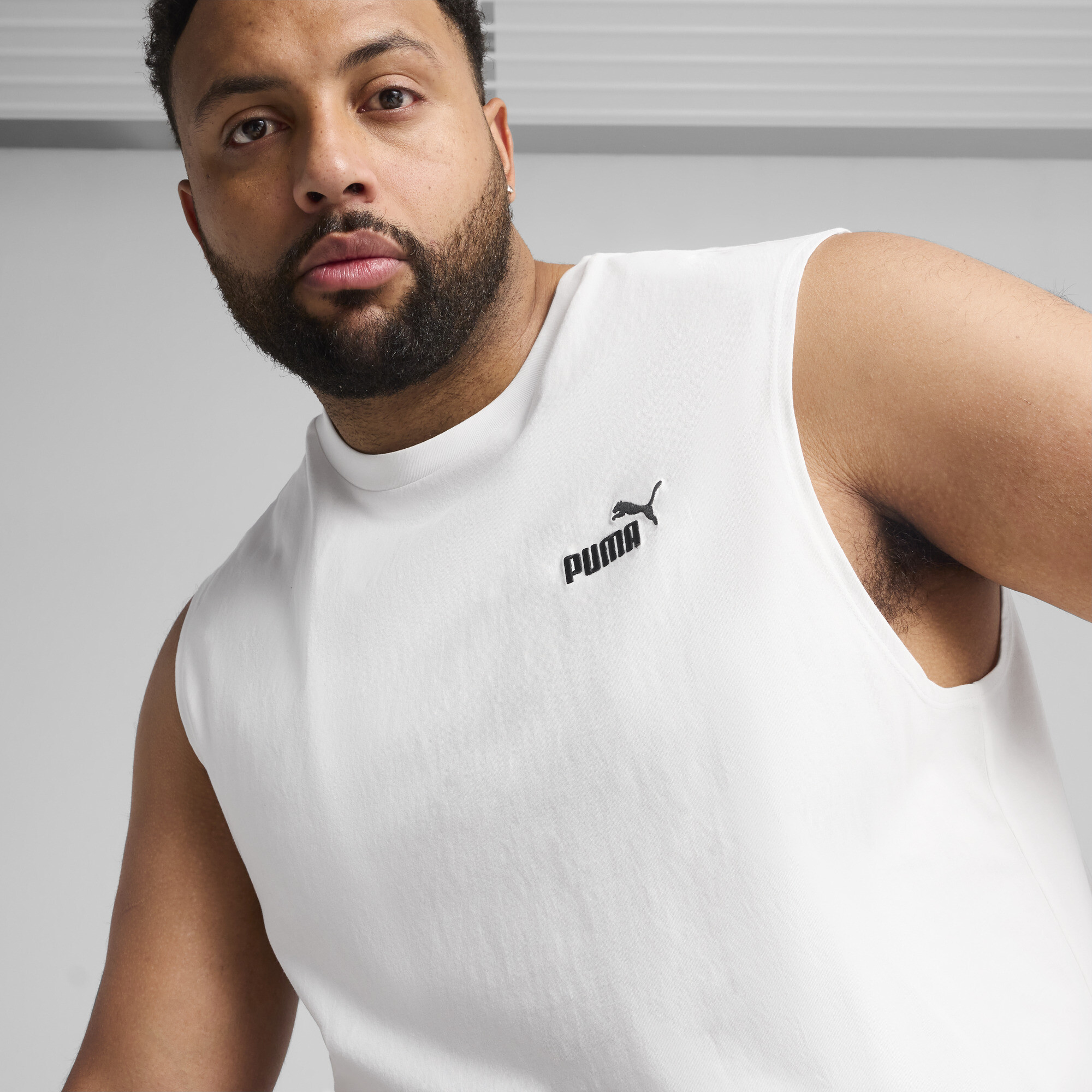 PUMA Essentials No. 1-logo mouwloos T-shirt voor Heren, Wit, Maat S thumbnail 4