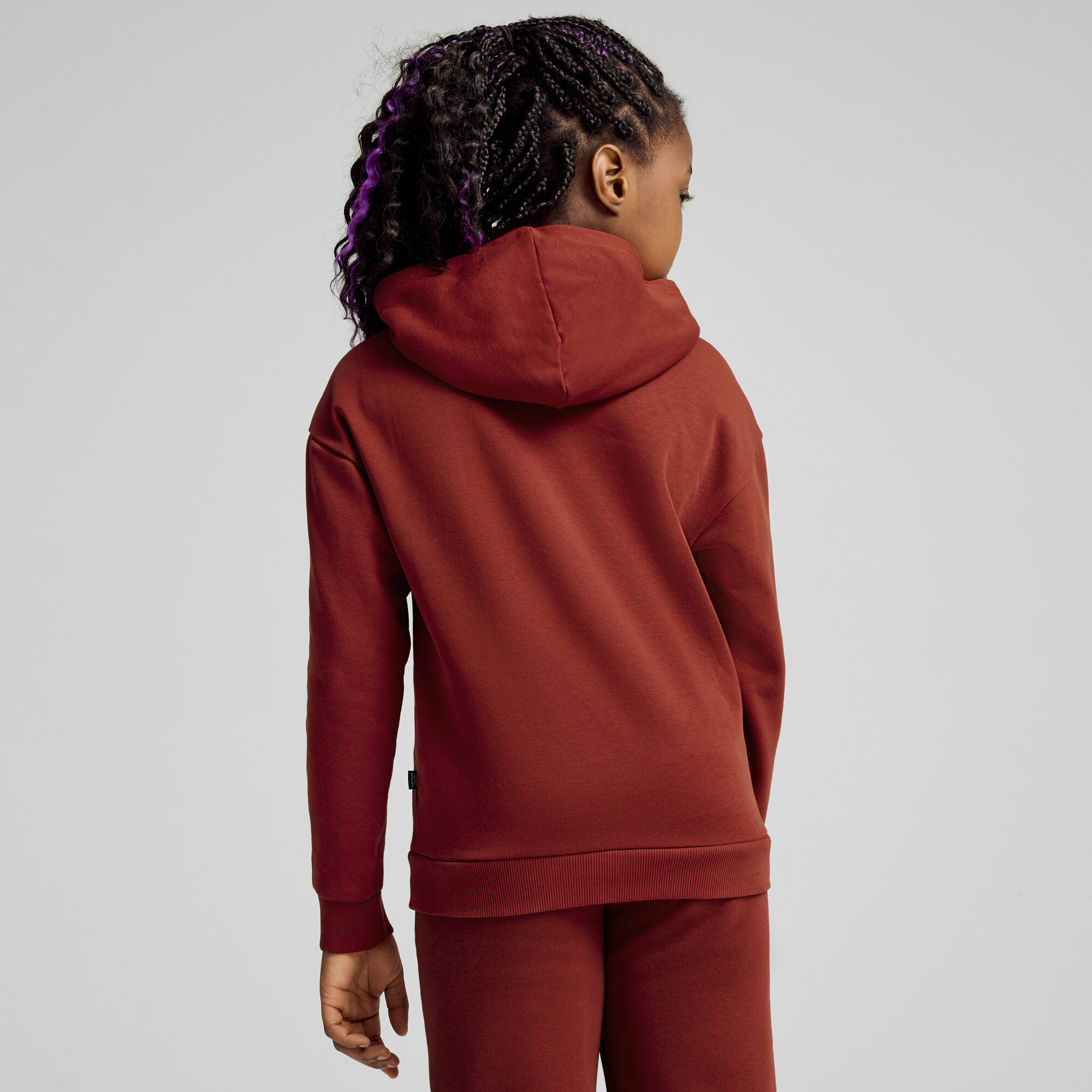 Women's Puma ESS+ SCRIPT Hoodie Youth, Red, Size 5-6Y, Clothing