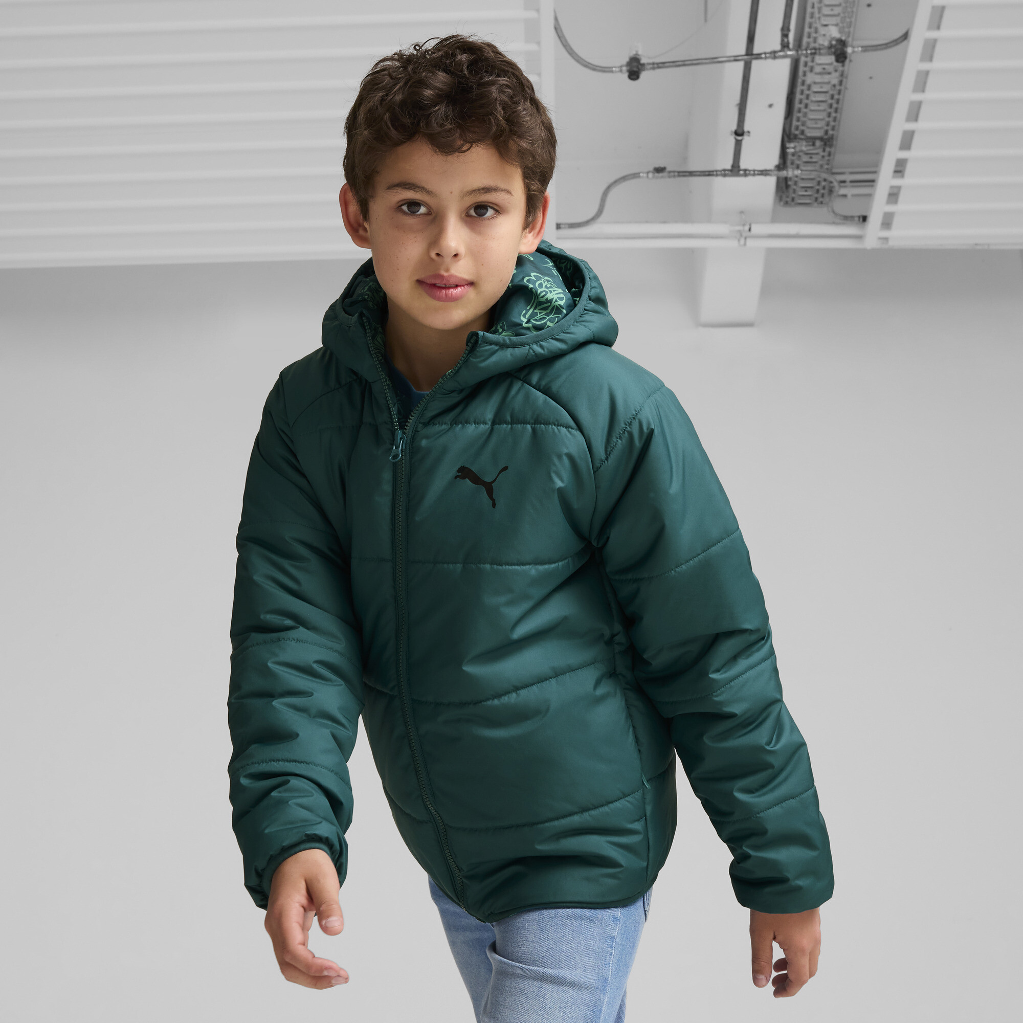 Puma Wendbare Pufferjacke Teenager Für Herren Für Damen Für Kinder | Mit Plain | Cold Green | Größe: 9-10Y