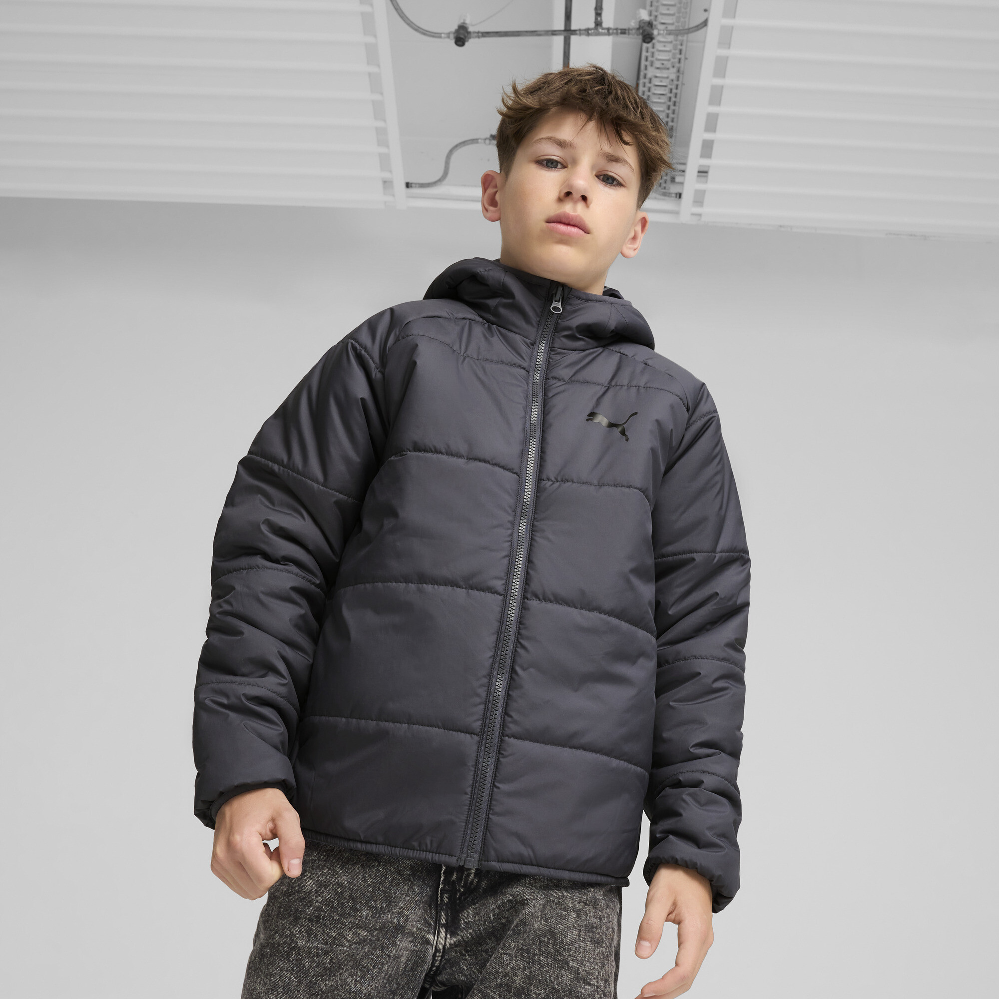 Puma Wendbare Pufferjacke Teenager Für Herren Für Damen Für Kinder | Mit Plain | Galactic Gray | Größe: 5-6Y