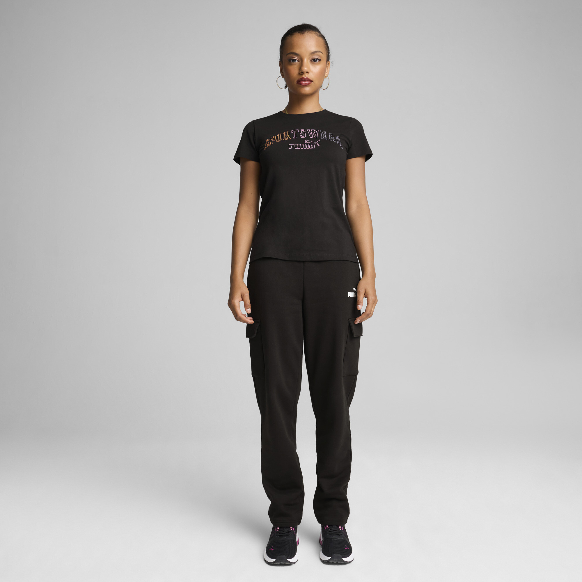 Women's Puma ESS+ LOGO LAB T-Shirt, Black, Size S, Clothing