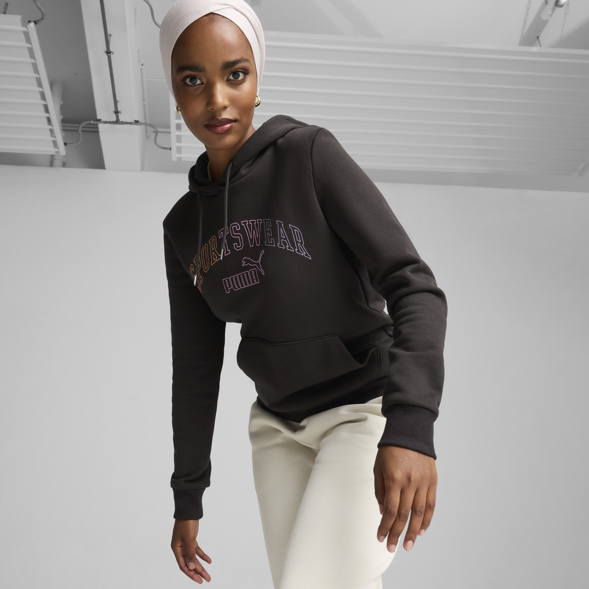 Puma ESS+ LOGO LAB Hoodie Damen | Mit Print | Black | Größe: M