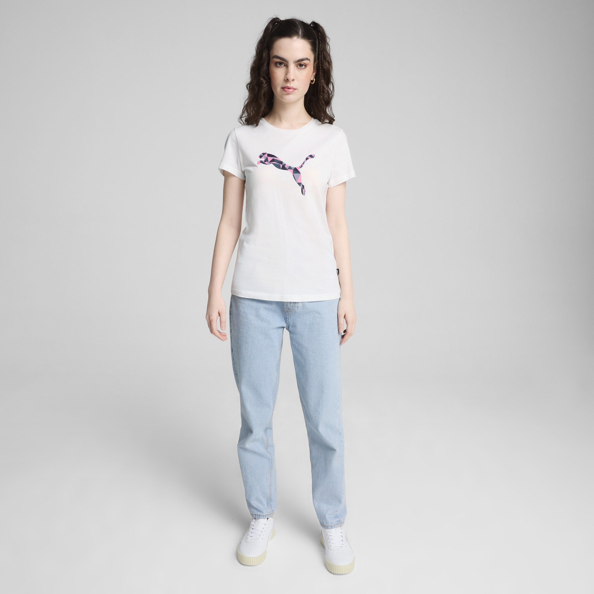 Women's Puma GRAPHICS Cat T-Shirt, White, Size L, Clothing