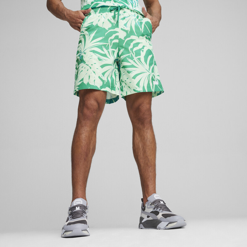 Men's PUMA PALM RESORT Football Shorts in Gray/Green size M