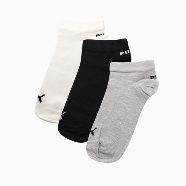 Ladies 3pk Low sock, PUMA White-Black-Lt Grey Mel, large-ZAF