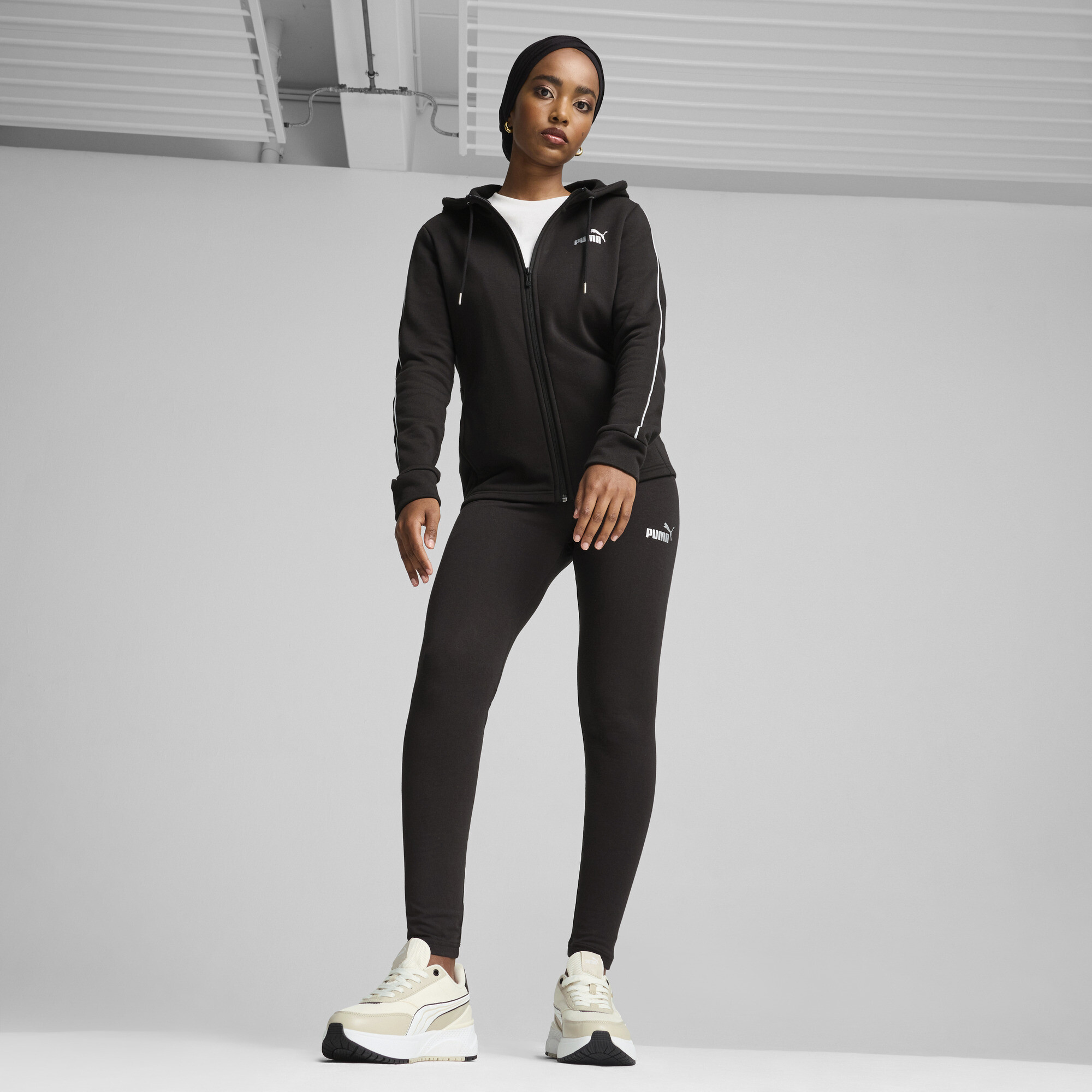 Puma Metallic Trainingsanzug Damen | Mit Plain | Black | Größe: XS