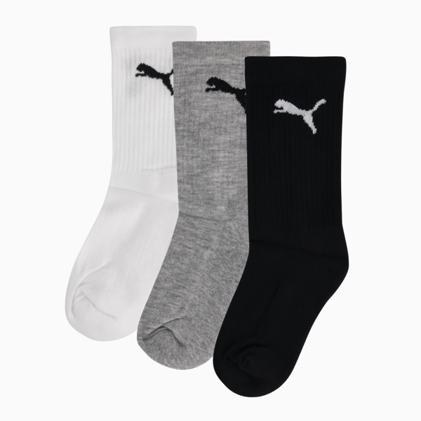 Kids 3 Pack Tennis Socks, PUMA Black-White-Gray, large-ZAF
