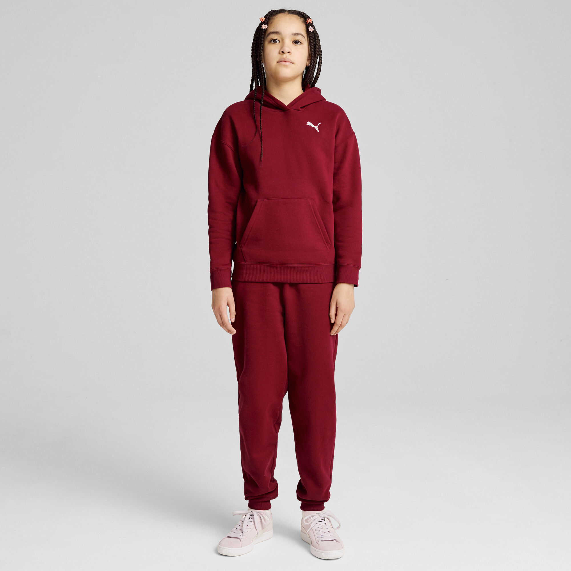 Women's Puma Loungewear Suit Youth, Red, Size 7-8Y, Clothing