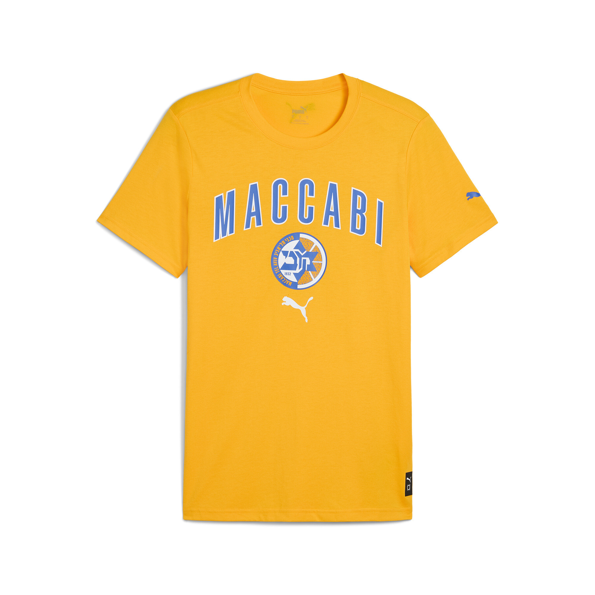 Men's Puma Maccabi Practice Basketball T-Shirt, Yellow, Size L, Clothing