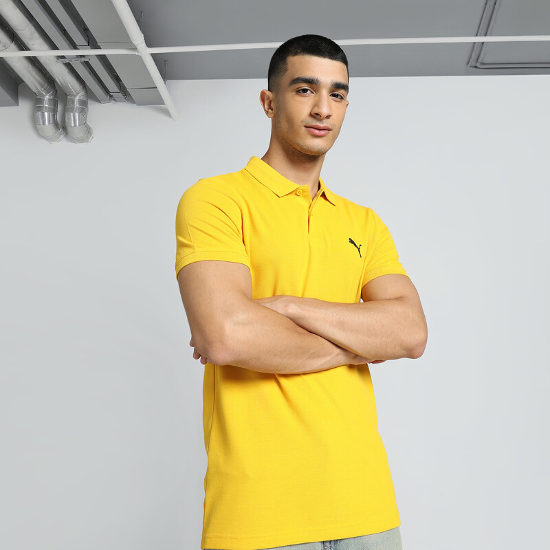 Men's PUMA Slim Fit Polo in Yellow size S