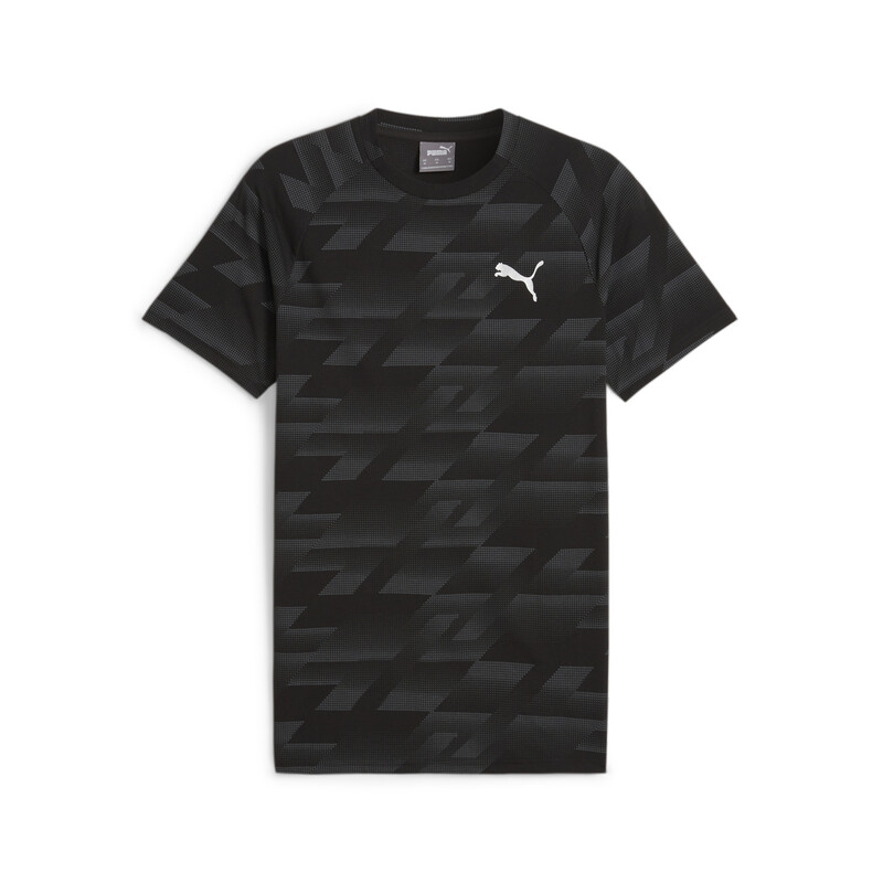 Men's PUMA EVOSTRIPE Printed Slim Fit T-shirt in Black size M