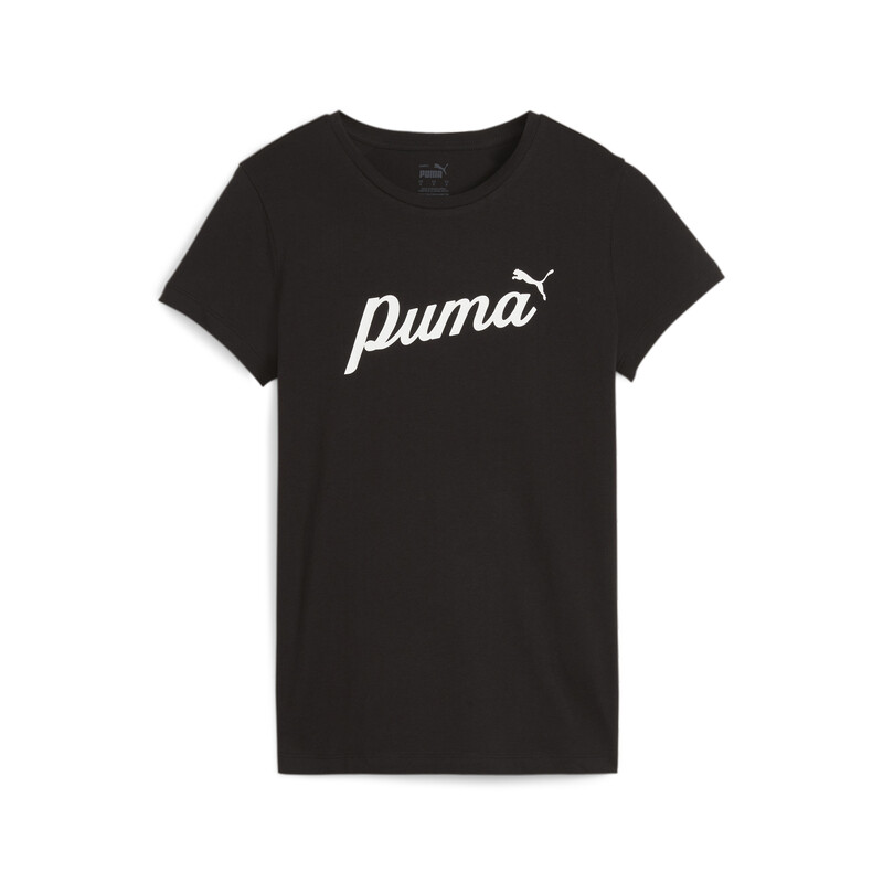Women's PUMA Script Logo Graphic T-shirt in Black size M