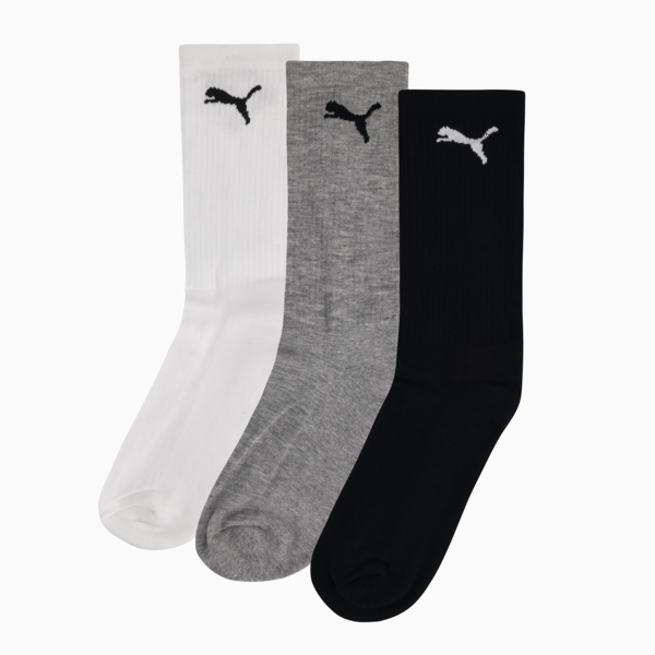 Mens 3pkTennis Socks, PUMA White-Black-Grey Mel, large-ZAF