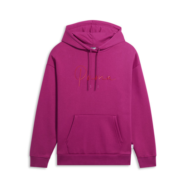 Puma Script Logo Women's Hoodie In Magenta Gleam