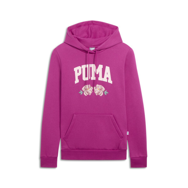 Shop Puma Faux Embroidered Floral Women's Hoodie In Magenta Gleam