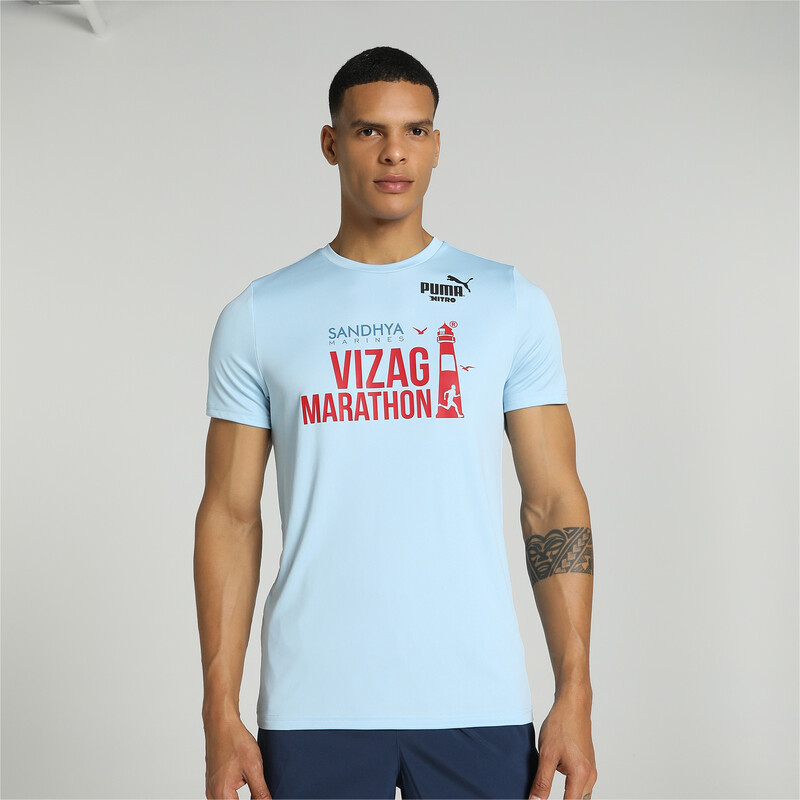 Men's PUMA Vizag Marathon Slim Fit T-shirt, Silver/blue