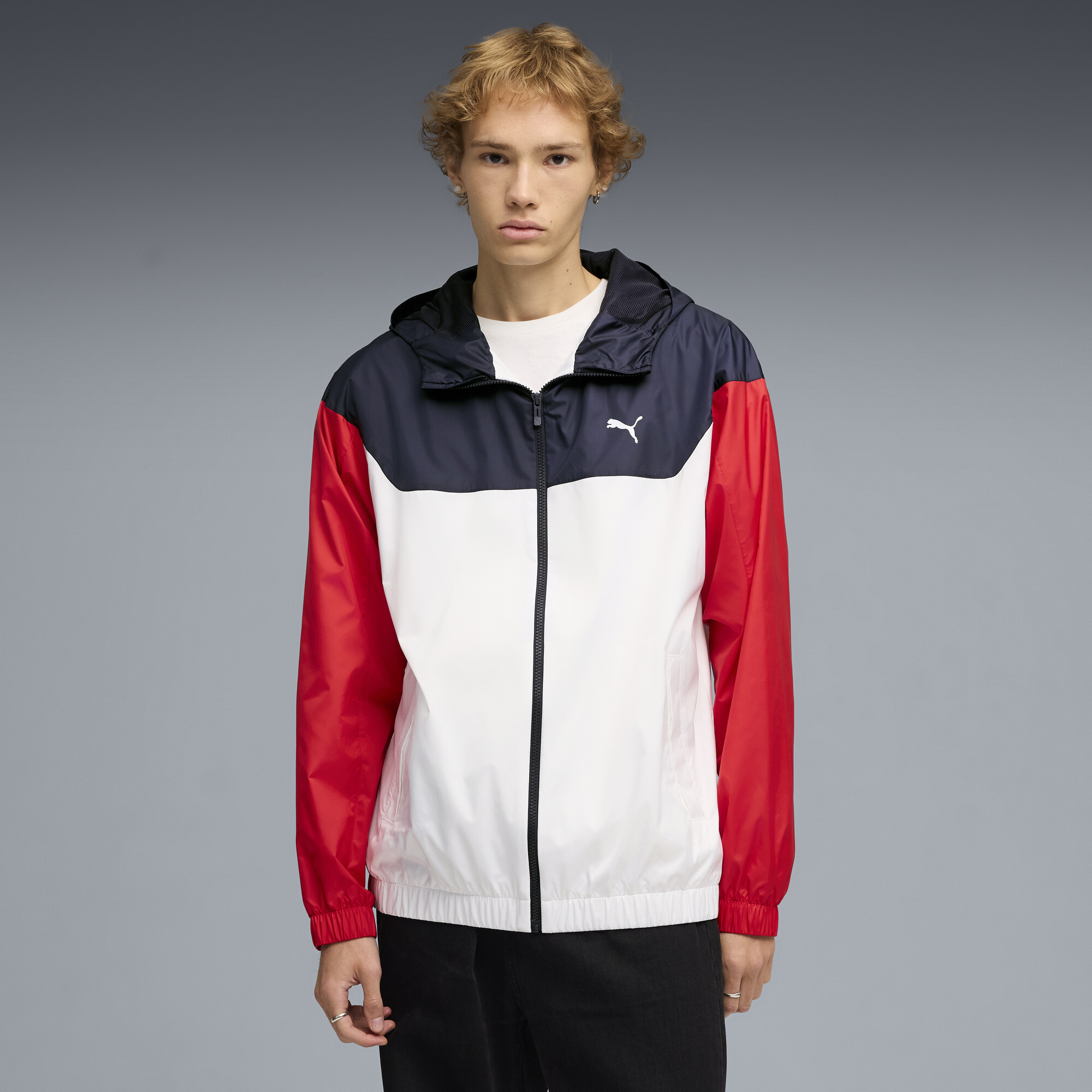 PUMA Essentials Men's Relaxed Windbreaker Jacket in Blue, Size XL