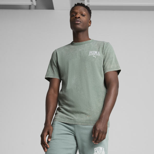 PUMA Class Washed Tee Men, Green Moon, large-ZAF