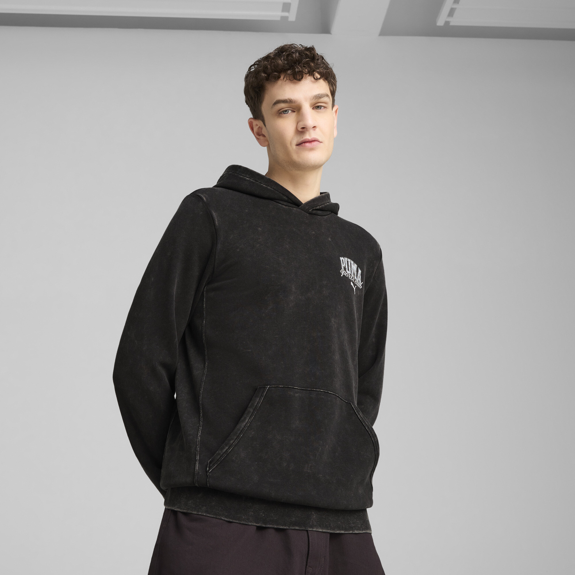 Puma Class Washed Hoodie Men In Black