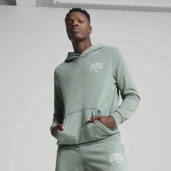 Sudadera con capucha PUMA Class Washed para hombre, Green Moon, large-MEX