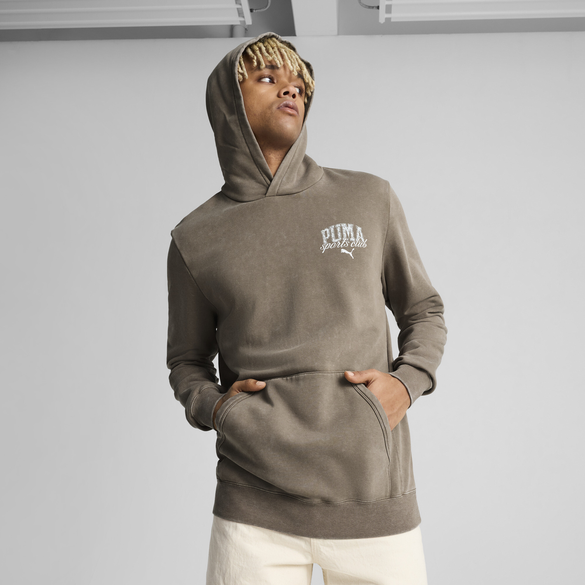 Puma Class Washed Hoodie Men In Brown