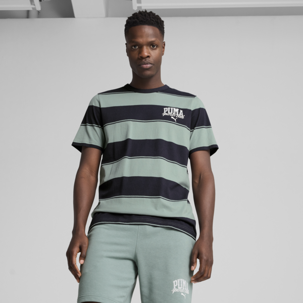 PUMA Class Striped Tee Men, Green Moon, large-MEX