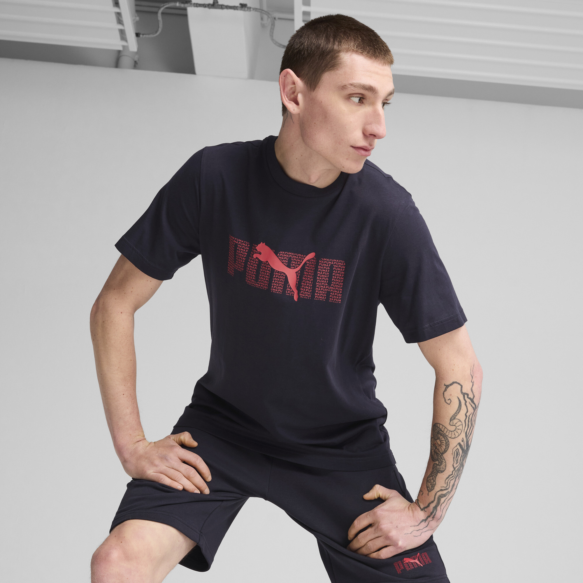 Puma Essentials Logo Lab T-Shirt Herren | Mit Plain | New Navy | Größe: XL