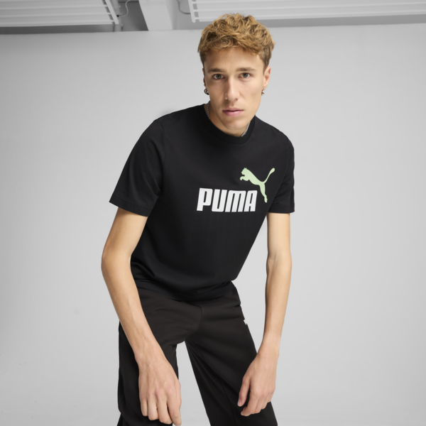 Essentials 2 Colour No. 1 Logo Tee Men, PUMA Black-Spring Fern, large-MEX