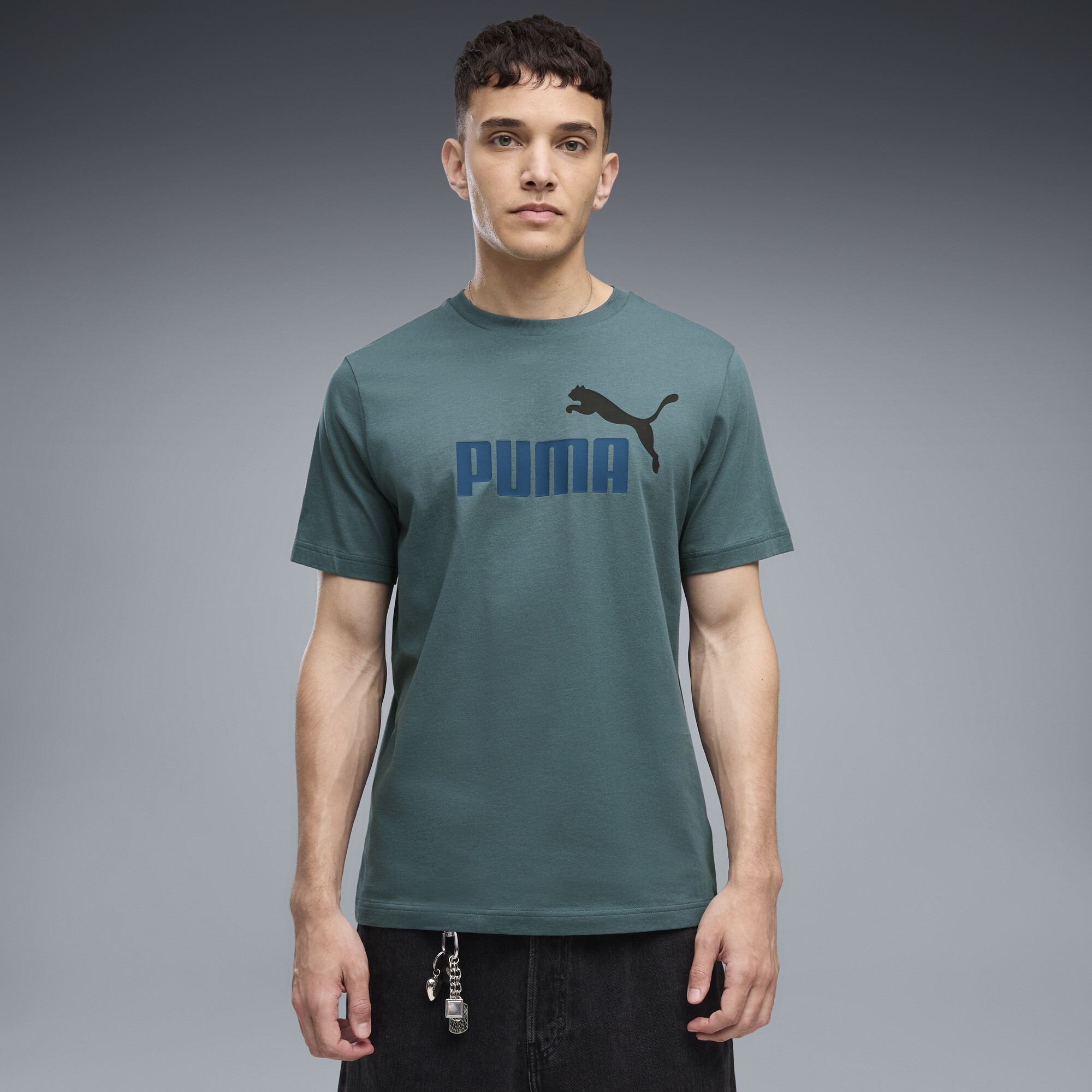 PUMA Essentials 2 Colour No. 1 Logo T-Shirt Herren, Kleidung, Grün, M