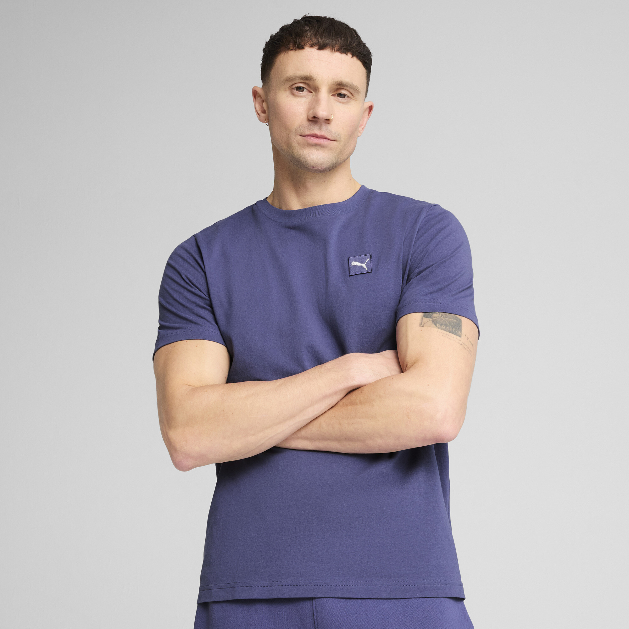 Puma Essentials Elevated T-Shirt Herren | Mit Plain | Blue Crystal | Größe: L